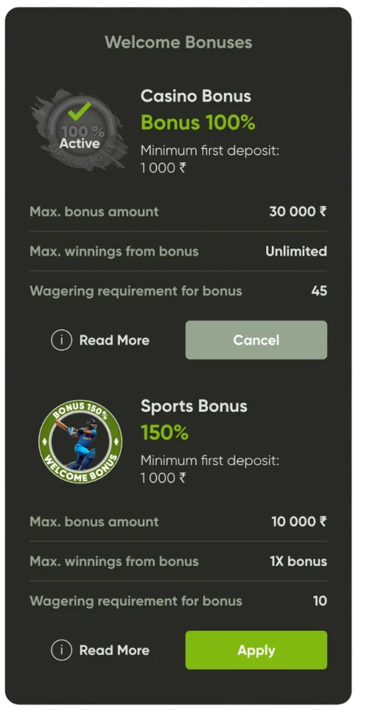 Fresh Casino: bonus in india