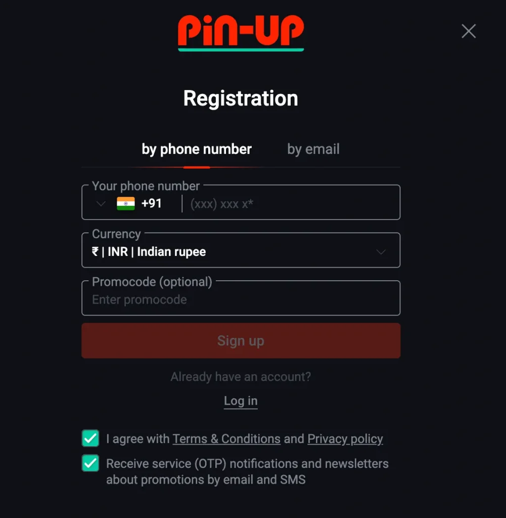 PinUp: Registration window